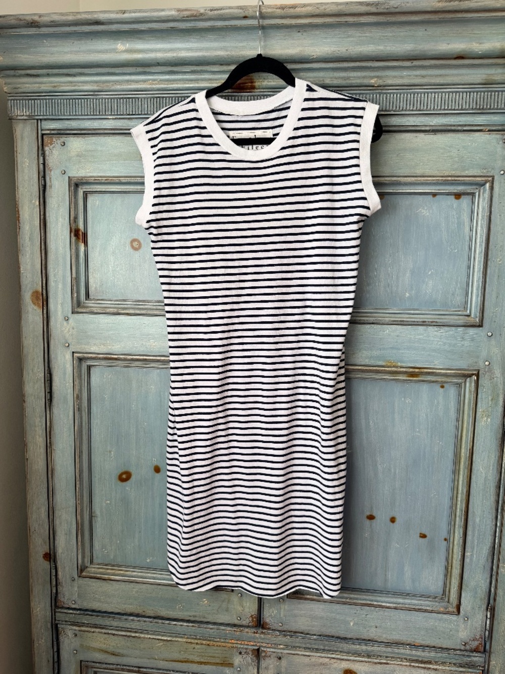 Frank & Eileen Cori Striped Muscle Tee Shirt Dress in Navy French Stripe Size S - Picture 5 of 9
